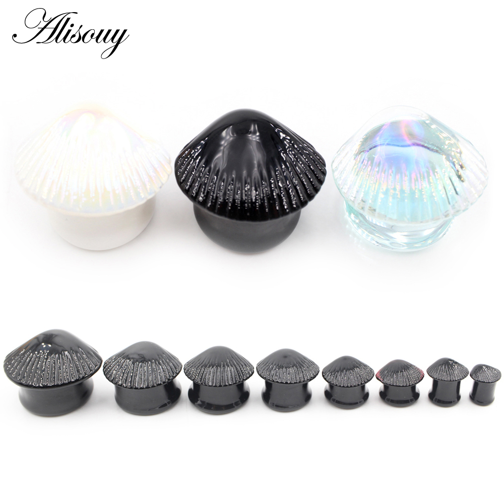 Alisouy 2 Peças Setor Shell Pectinidae Scallop Glass Ear Tunnel Plug
