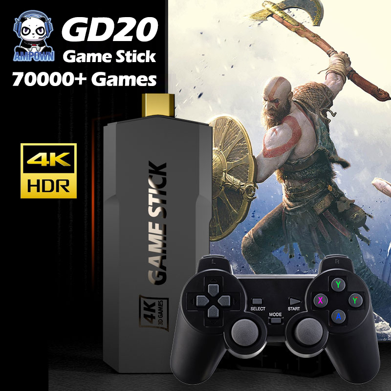 GD20 Game Stick Console De Vídeo 4K Com 50000 Retro Games 2.4G Controlador Duplo Sem Fio Para PSP PS1