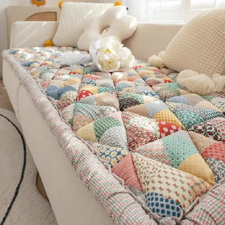 Sofá De Algodão Retro Pastoral Espesso Almofada Em Rug Quilted Capas Para Sala De Estar Sem Escorregamento Tatami