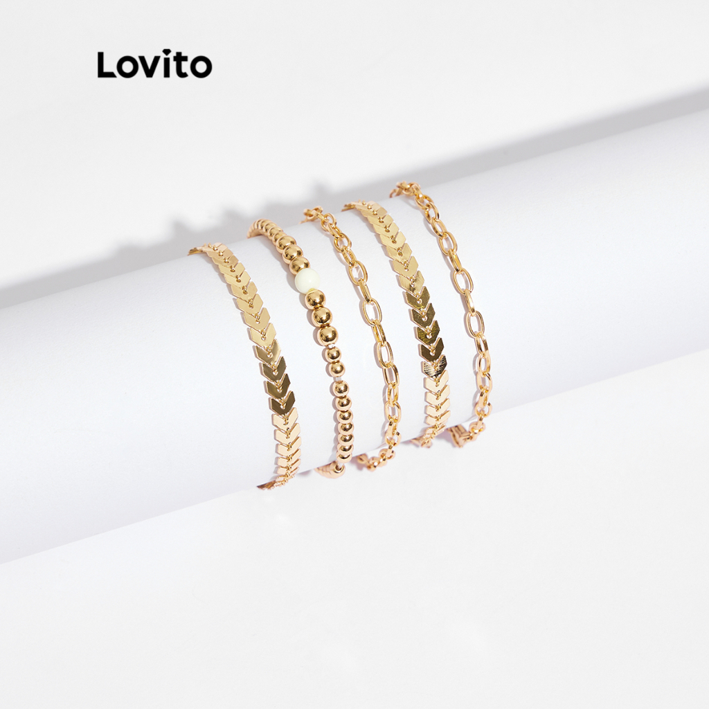 Lovito Pcs Casual Twist Chain Design Bracelets Para Mulheres L Ad