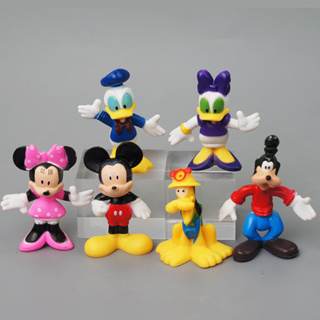 6Pcs/Set 5cm Disney Mickey Mouse Donald Duck Minnie Daisy Pluto Goofy Cartoon Q Versão Bolo Decoração Figuras De Ação Em PVC Modelo Doll Toys