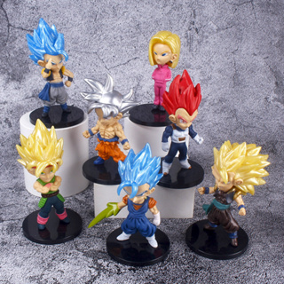 7Pcs/Set Japão Anime Dragon Ball Super Figura Filho Goku Kakarotto Vegeta  Gogeta Zamasu Android 18 Burdock Saiyan Q Versão PVC Figuras De Ação Modelo  Doll Toys