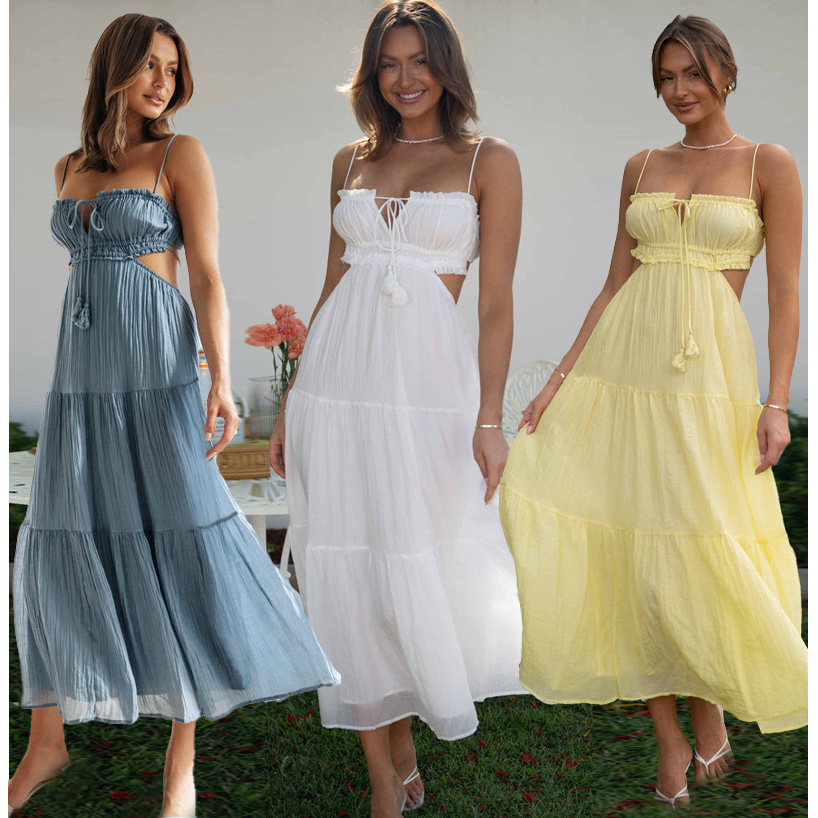 Vestidos Para Mulheres 2023 Lapela De Primavera Verão Cinta Sólida Manga Longa Vestido Branco De Rua Noite
