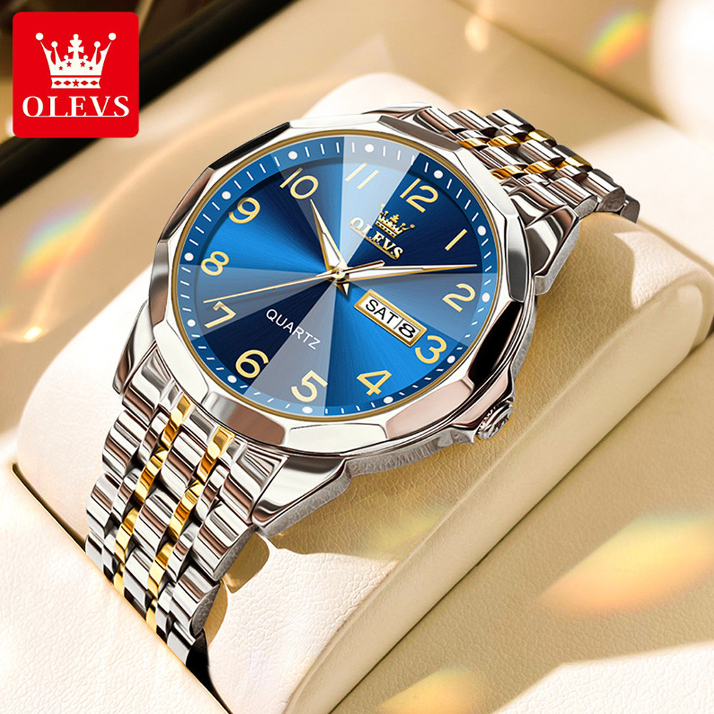 OLEVS Relógio Relogio Masculino Original Aço Inoxidável Calendário Função Luminosa Luxo Relógio A Prova D Água 9970