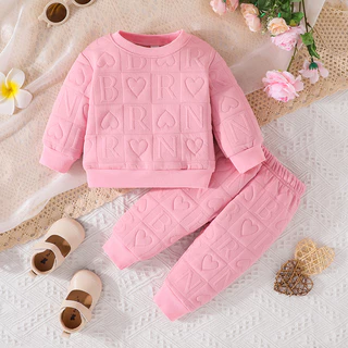 Conjunto Roupa Infantil Menina 3-24 Meses Dia Dos Namorados Manga longa Moda Casual Camiseta Com Calças Para Bebê Recém Nascido