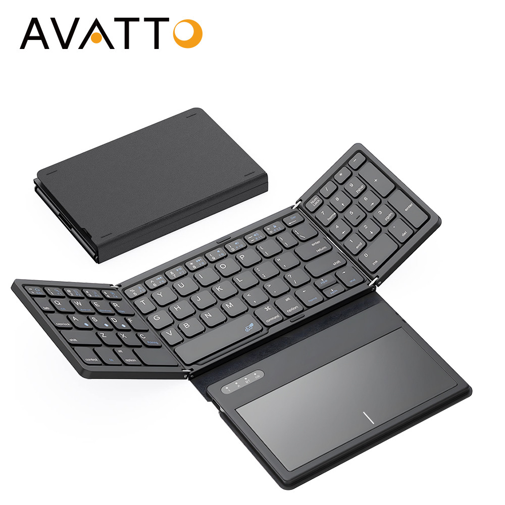AVATTO Teclado Bluetooth Portátil Dobrável Sem Fio Integrado Com Touchpad Para Android Windows Tablet