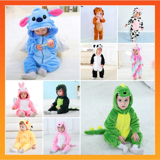 Bebê Kigurumi Dinossauro Pikachu Lion Unicórnio Vaca Desenho Animado Romper Infantil Kids Animal Jumpsuit Girls Boys Cosplay Fantasias Pyjama