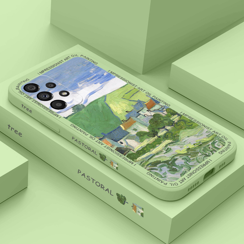 Estojo De Telefone De Campo Para Samsung Galaxy A54 A34 A24 A14 A04 A04S A04E 4G 5G Capa De Silicone Líquido Com Padrão Lateral