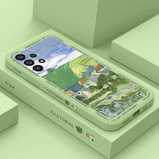 Estojo De Telefone De Campo Para Samsung Galaxy A54 A34 A24 A14 A04 A04S A04E 4G 5G Capa De Silicone Líquido Com Padrão Lateral