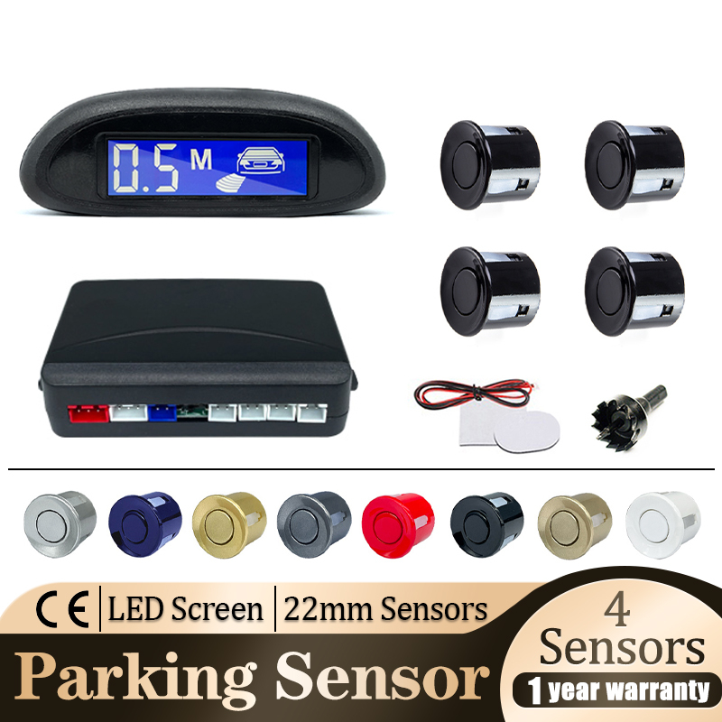 Parking Sensor Kit de sensor de estacionamento led para carro, detector  automático, sistema de monitor de radar de backup reverso com 4 sensores