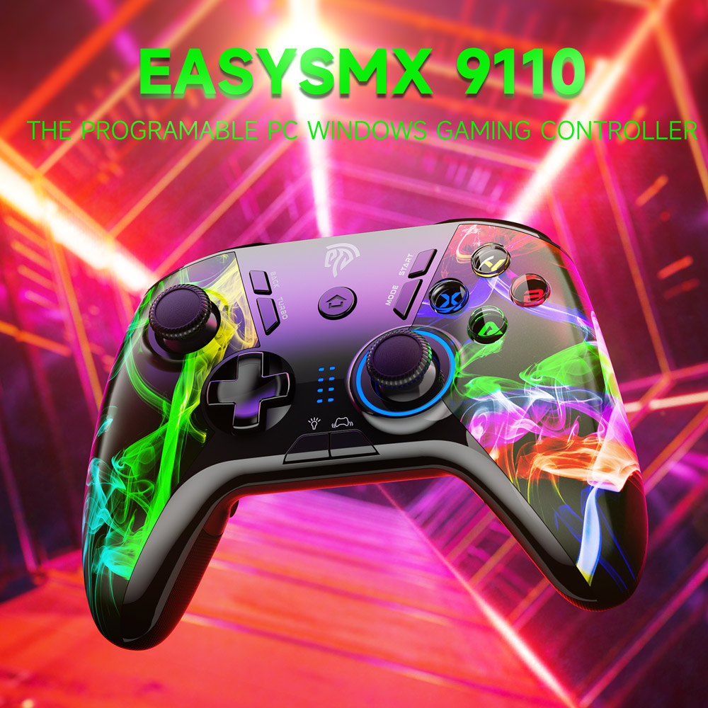EasySMX Controle de jogos sem fio, joystick para PC com turbo de vibração  dupla e botões de gatilho para Windows/Android/PS3/TV Box (preto e cinza) :  : Eletrônicos