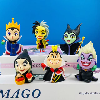 6Pcs/Set 7-9cm Disney Princesa Anime Figura Branca De Neve Rei Rainha Bruxa Veneno Maçã Desenho Animado Q Versão PVC Figuras De Ação Modelo Bonecos Brinquedos