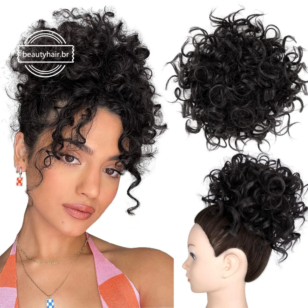 BORUIB Fake Hair Bun Trendy Stylish Retro Mulher Extensão De Cabelo  Sintética Resistente Ao Calor Fibra Natural Liso Noiva