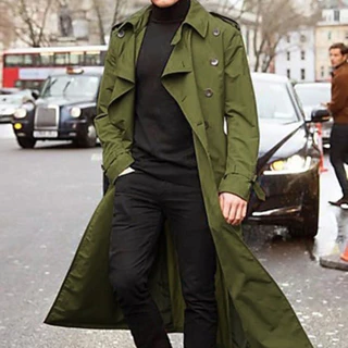 Casaco Masculino De Manga Comprida Maciço Basic Long Coats Streetwear Single-Breasted Masculino Casaco Casual