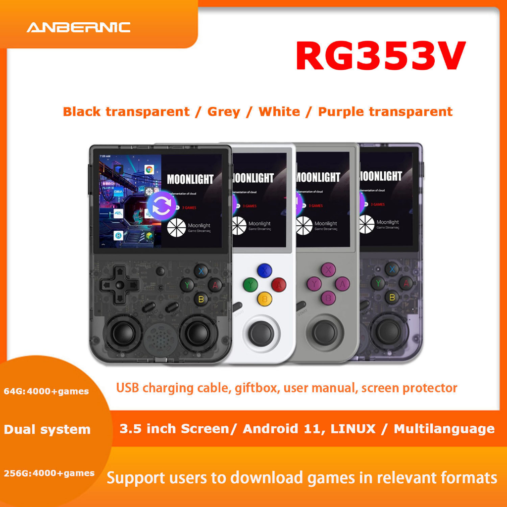 ANBERNIC RG353V Retro Games RK3566 3,5 Polegadas 640 * 480 Emulador De Console De Jogo Portátil LINUX Presentes Infantis