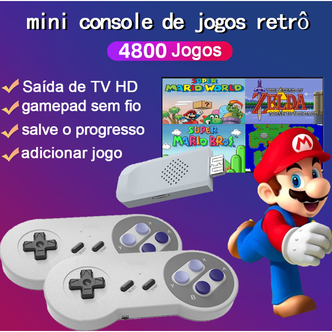 Super Nintendo SF900 Console de Videogame, TV Game Stick, Construído em  6100 + Jogos, Saída HD, Jogador Portátil com Gamepad Sem Fio - AliExpress