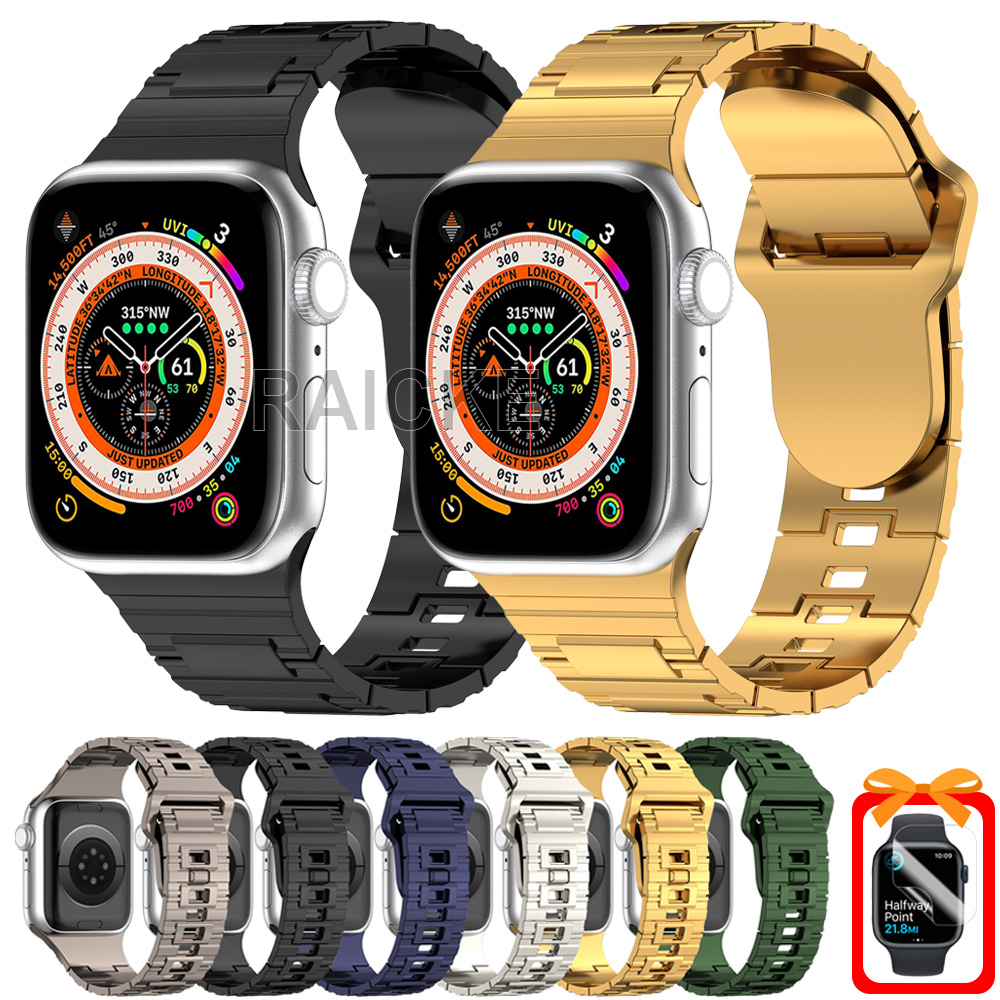 Pulseira De Silicone Para iWatch Series 8/7/6/5/4/3/SE Ultra 45mm 44mm 49mm 41mm 42mm 40mm 38mm