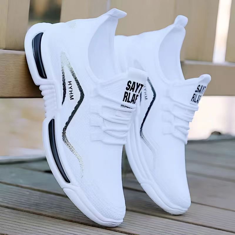 Sapatos esportivos casuais masculinos Sapatos brancos confortáveis e respiráveis