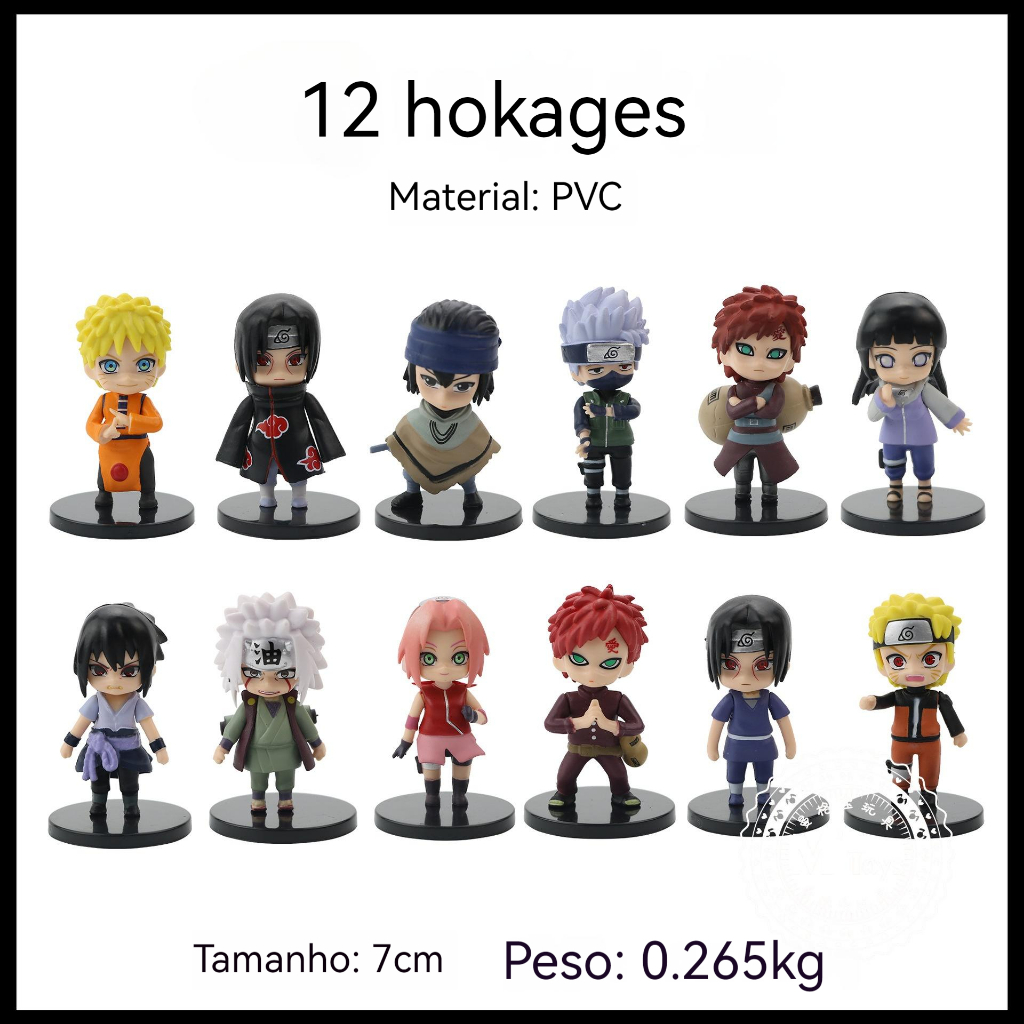 KIT/COLEÇÃO COM 12 PERSONAGENS DO ANIME NARUTO