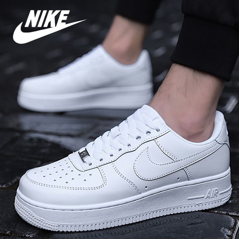 Autêntico Nlke _ Air Force 0ne PU Tênis Casual De Couro Para Homens/Mulheres