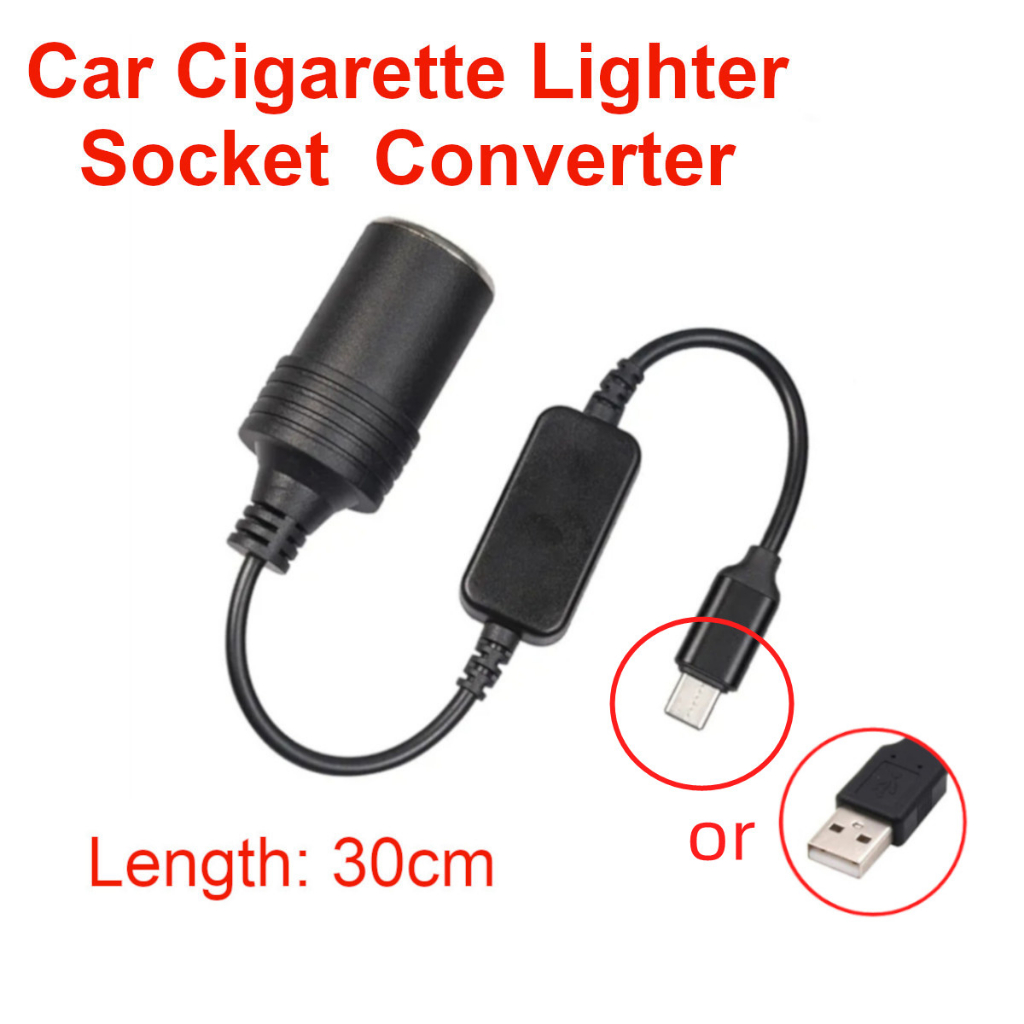 Cabo Adaptador De 30cm 12W USB Tipo C PD Para Isqueiro De Carro Tomada Fêmea Dispositivos Alimentados Por 12V GPS DVR