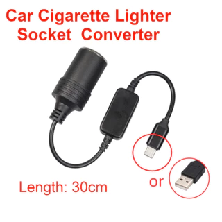 Cabo Adaptador De 30cm 12W USB Tipo C PD Para Isqueiro De Carro Tomada Fêmea Dispositivos Alimentados Por 12V GPS DVR