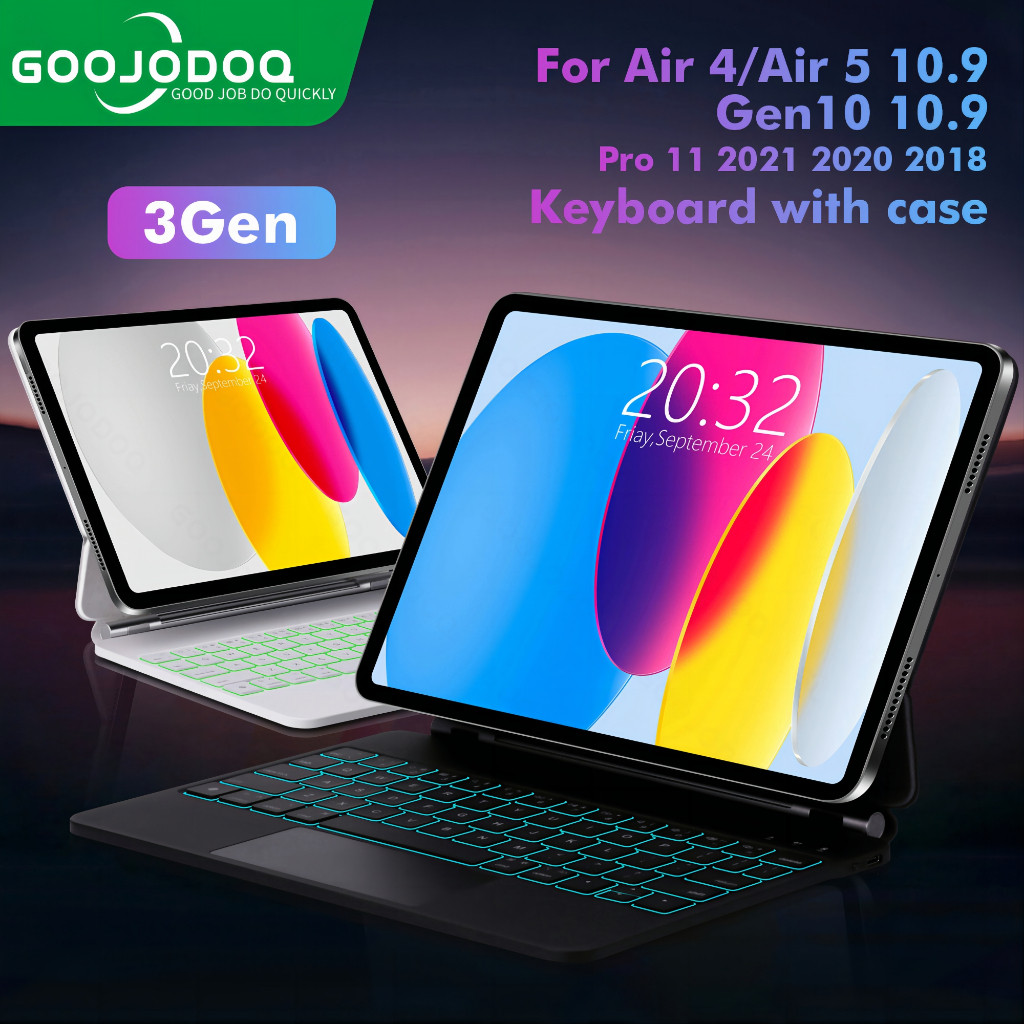 Goojodoq Para Teclado ipad 3Gen Com Capa Air 4 Air5/Pro 11 2018-2021/Gen10 10.9 2022/12.9 Flutuante cantilever bluetooth Sem Fio