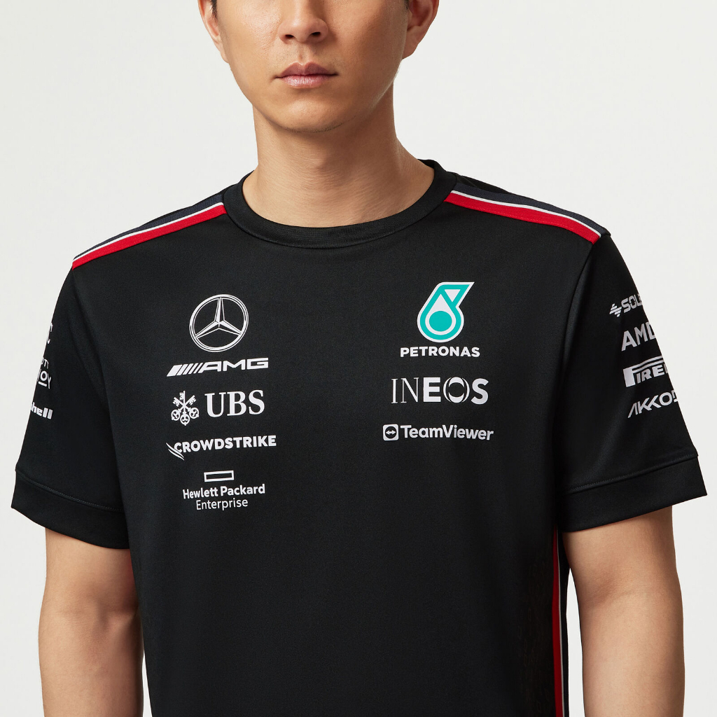 2023 Novo Estilo F1 Fleet Racing Mercedes-Benz Camiseta Unisex de secagem rápida curta