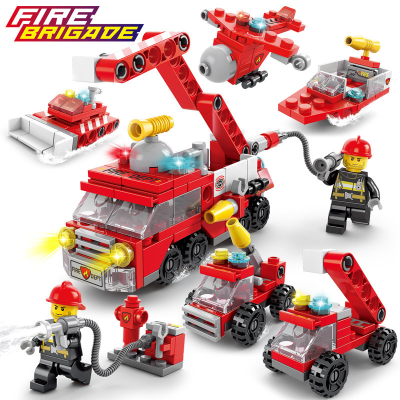 Compatível com blocos de construção LEGO, partículas pequenas, bombeiros, polícia, blocos de construção, brinquedos de quebra-cabeça das crianças