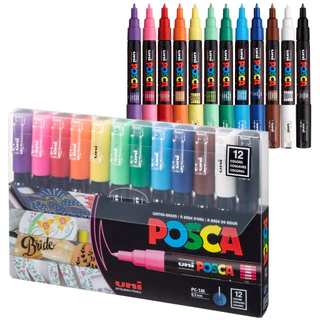 Uni Caneta Marcadora De Tinta Posca PC-1M/3M/5M/Extra Fina/Ponto Fino Médio 7/8/15/De Pigmentada À Prova D'água Com De Vinil Original