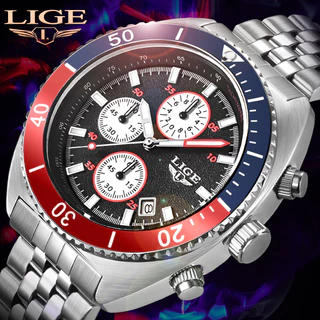 LIGE Original Relogio Moda Masculino Relógios Impermeáveis ​​Marca Aço Inoxidável Esportivo Cronógrafo Quartzo Relógio de Pulso