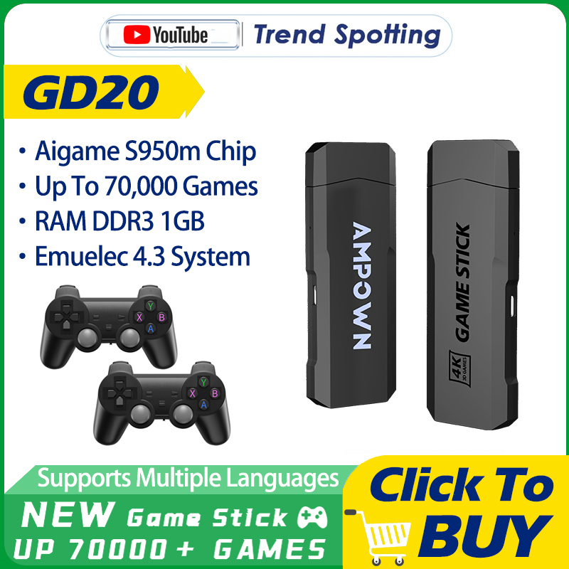 2023 Novo GD20 Game STICK 4K Video Game Retro Com 50000 Jogos Para PS1 PSP Wireless Gamepad