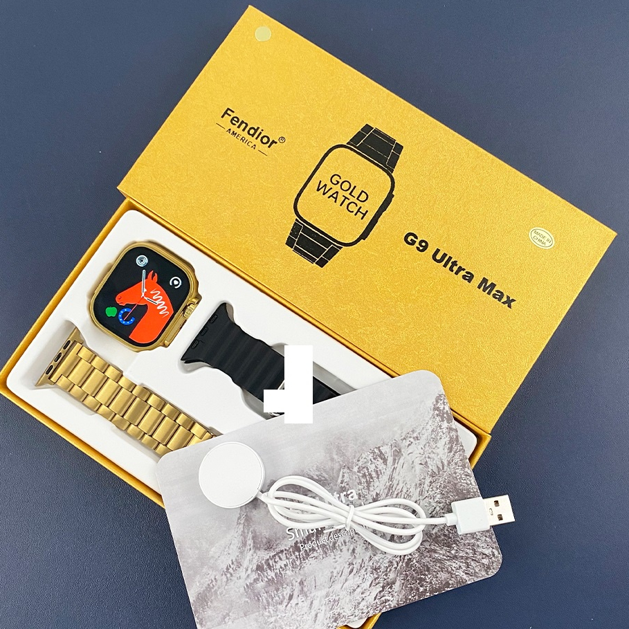 2023 Relógio De Ouro G9 Ultra Max Bluetooth Chamada Esporte Smartwatch Com  Fecho Parafuso Genuíno Metal Banda Dupla | Shopee Brasil