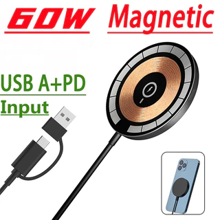 Carregador Magnético Sem Fio 60W Para iPhone 14 13 12 11 Pro X XS Max XR Samsung S21 S20 Suporte De Telefone Da Estação De Ancoragem De Carregamento Rápido