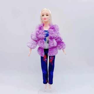 Casaco de pele com calças curtas, Roupas Barbie, Acessórios de Vestir, Roupa  1/6, 30cm, Conjunto 3 peças - AliExpress