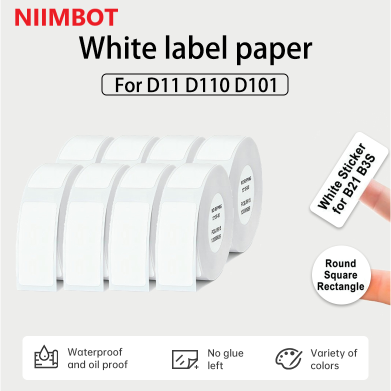 Niimbot D11/D110 Papel Para Impressão De Etiquetas Térmicas Brancas À Prova D'água