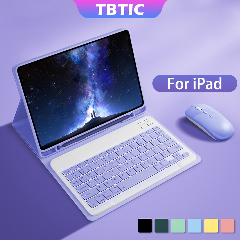 TBTIC Para Capa iPad Com Mouse De Teclado Air 5 4 10a 10,9 9a 8a 7a 10,2 Pro 2022 2021 2020 11 6a 5a Geração 9,7 Bluetooth Sem Fio