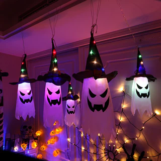 Horror Witches Luzes De halloween led Pendurada Fantasma Decoração De Festa De Assustador Lâmpada De Abóbora Brilhante Ornamentos Internos Externos
