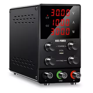 Lab ajustável DC Power Supply, carga rápida com potenciômetro, fonte de bancada, display LED de 4 dígitos, USB-A, 30V, 1