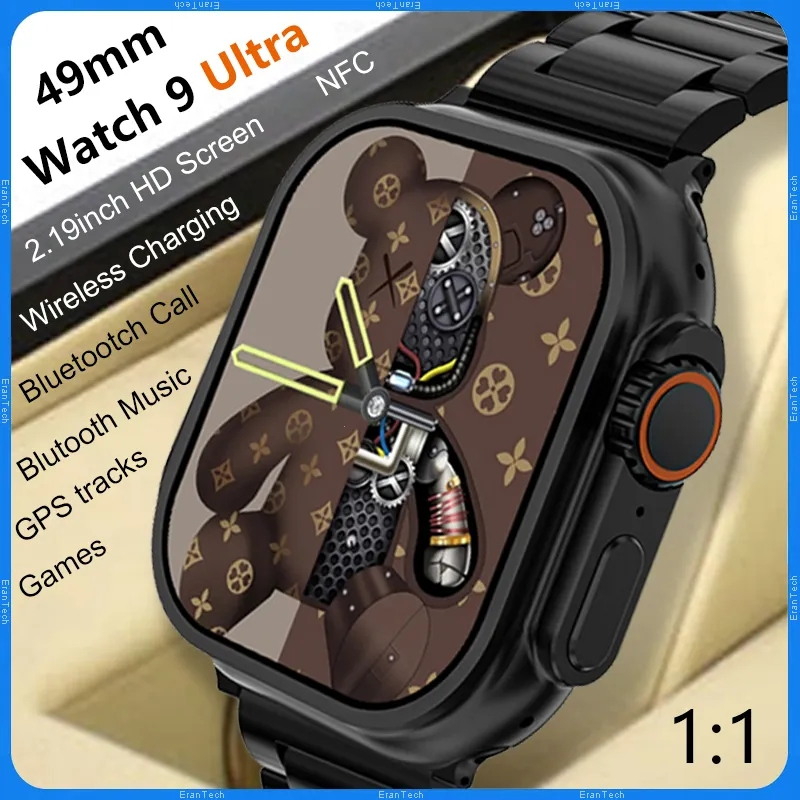 Watch 9 Ultra 49mm 2023 Novo Smart Watch 2.19 " NFC Homens Mulheres GPS Track Bluetooth Chamada BT Jogos De Música Carregamento Sem Fio Smartwatch