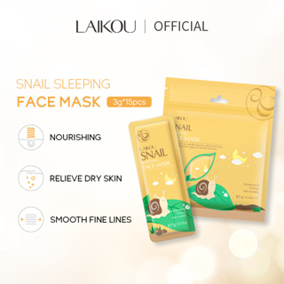 LAIKOU Extrato De Caracol Máscara Adormecedora Facial Reduzir Pontos Rugas Creme Hidratante Controle De Óleo Poros Encolhíveis 15pcs