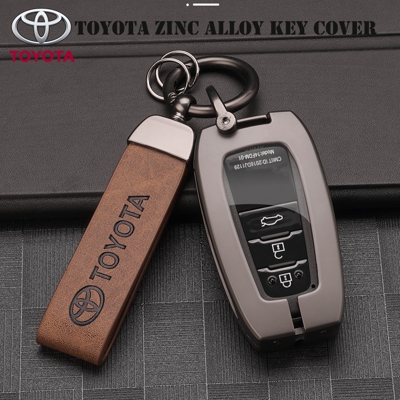 ontto Cover per portachiavi auto adatta per Toyota Camry RAV4 Highlander Avalon C-HR Prius Corolla GT86 in pelle Smart Key Case Portachiavi Accessori 2 pulsanti Rosso