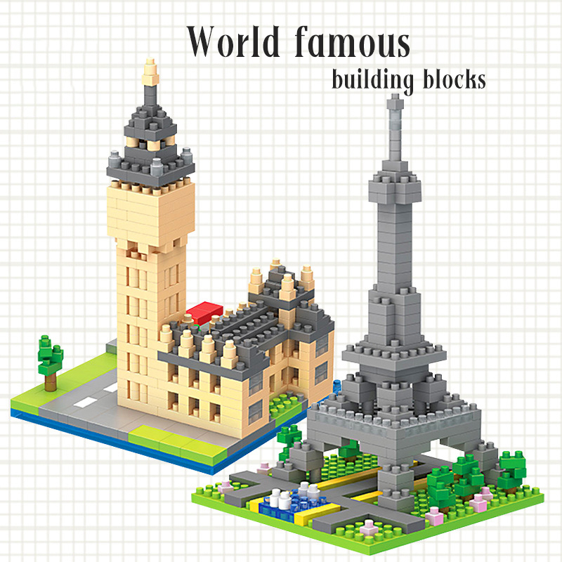 World Famosos Blocos De Construção De Diamantes LBOYU , Torre Eiffel , Merlion , Taj Mahal Park Nanoblock , Brinquedos Educativos Para Crianças
