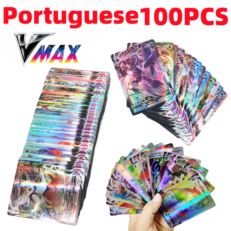 Lote 50 Cartas Pokémon Vmax V Gx Em Português Cartas Brilhantes Sem Repetir  - TechBrasil