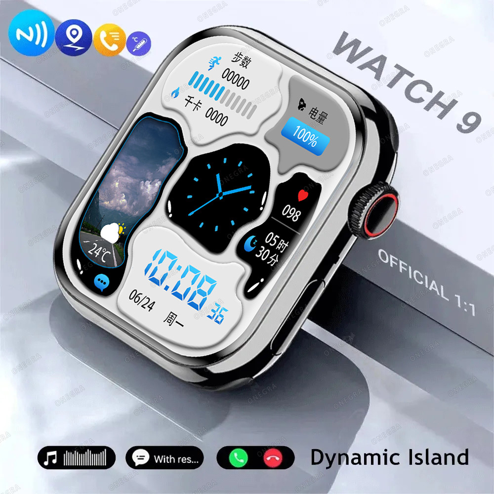 2023 Novo Smartwatch Relógio Inteligente NFC 9 Homens Iw9 Chamada De Temperatura Ever-Bright Fitness Série 8 Movido PK hk9pro