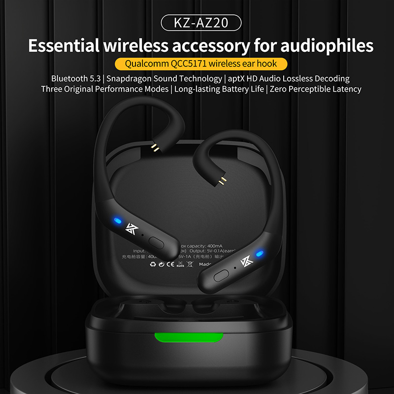 KZ AZ20 Adaptador De Atualização Bluetooth De Alta Fidelidade 5.3 Sem Fio Com Caixa De Carga Para Fones De Ouvido IEMs , 3 Modos De Som E Longa Duração Da Bateria