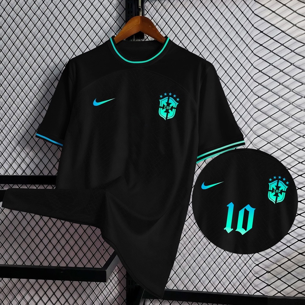 2022 2023 Camisa Brasil Preto Nome Personalizado Número Camiseta De Futebol  - Escorrega o Preço