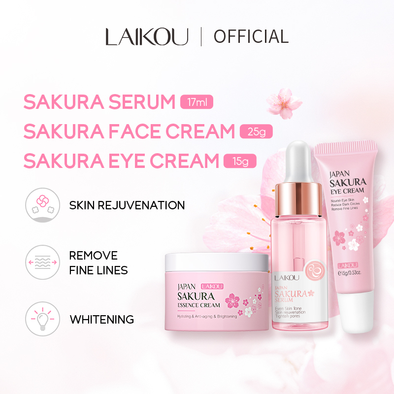 LAIKOU Sakura Skin Care Set Cherry Blossoms Serum Creme Facial ...