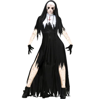 Fantasia De Halloween Feminina Cosplay Freira De Vampiro Preto Festa De Horror Das Irmãs
