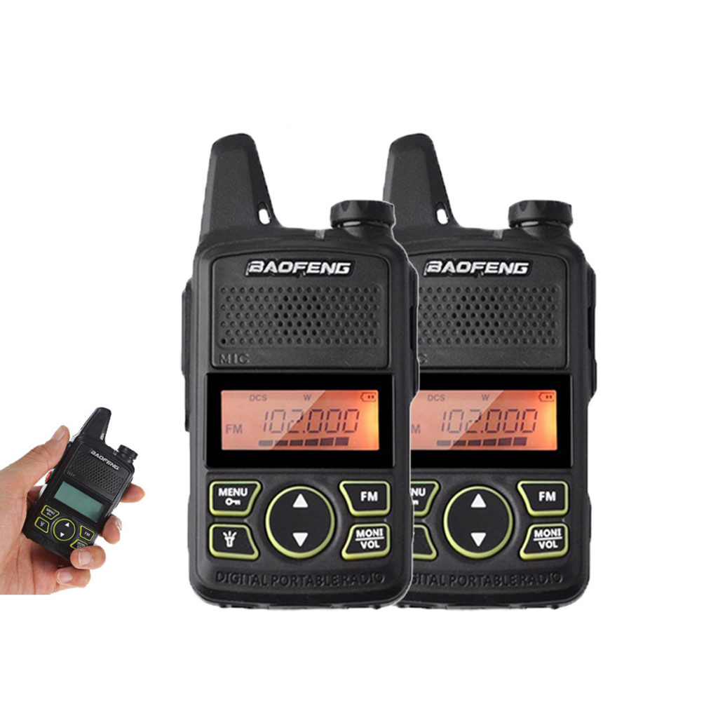 2 x BF-T1 UHF 400-470MHz Walkie Talkie Rádio FM De Duas Vias De Longo Alcance Interfone + Fone De Ouvido